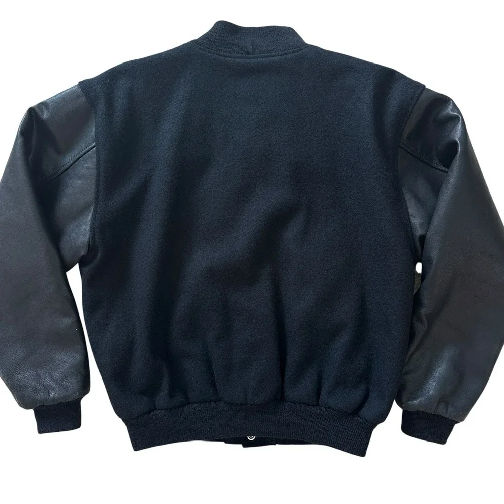 Vintage Golden Bear Varsity Jacket Wool Leather Men's‎ Small Black Sony Logo USA